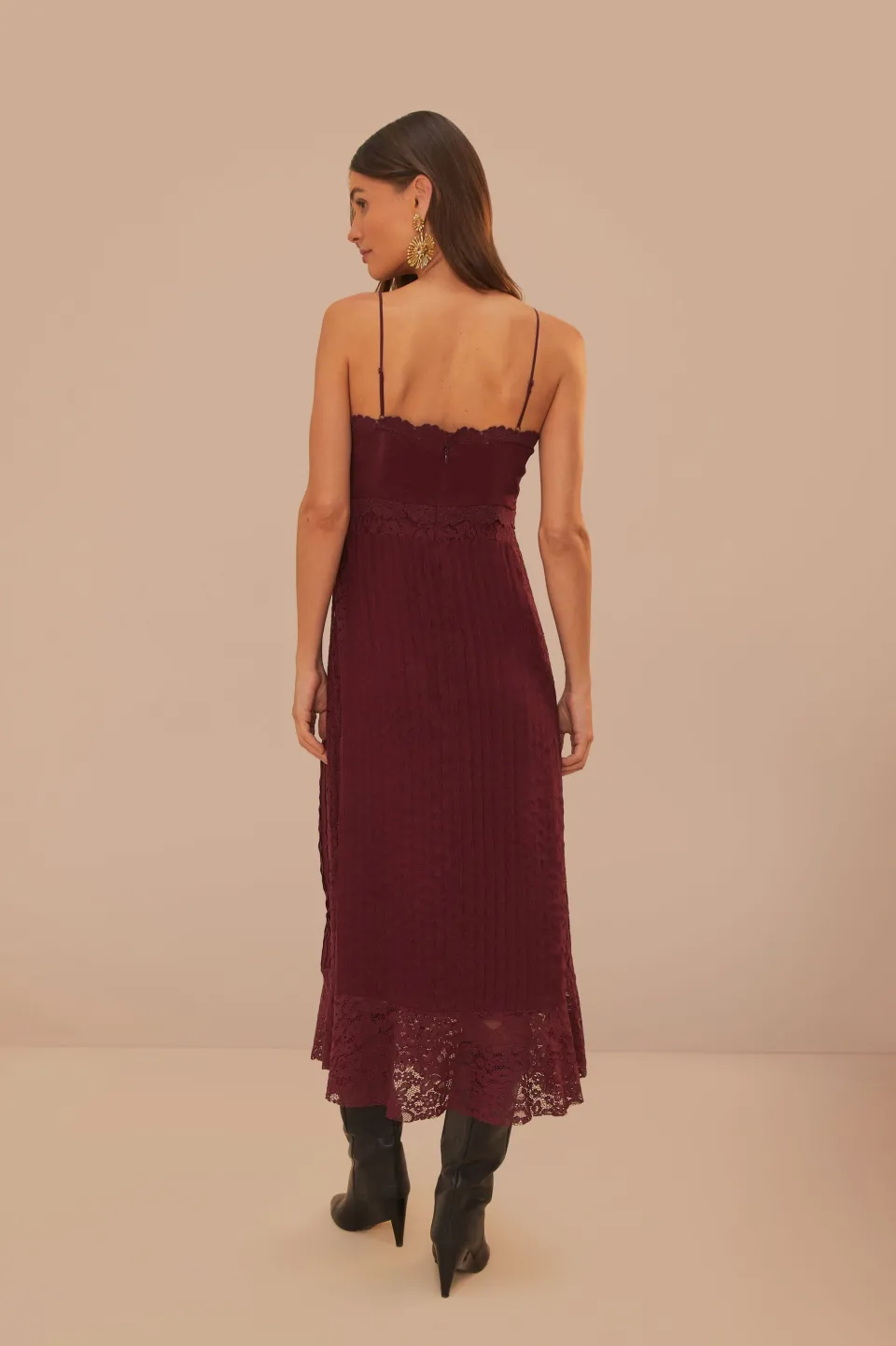 FARM Rio Purple Lace Sleeveless Midi Dress Online