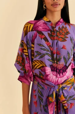 FARM Rio Purple Maxi Flowers Maxi Dress Clearance