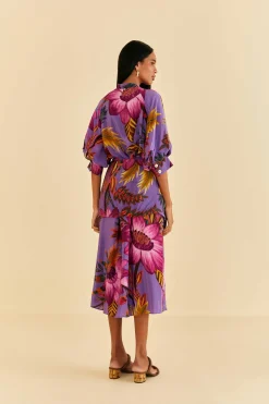FARM Rio Purple Maxi Flowers Maxi Dress Clearance