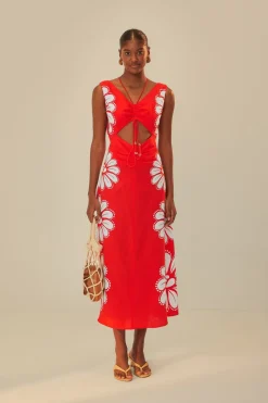 FARM Rio Red Ainika Shell LENZING™ ECOVERO™ Euroflax™ Midi Dress Online
