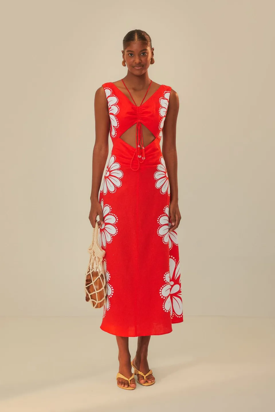 FARM Rio Red Ainika Shell LENZING™ ECOVERO™ Euroflax™ Midi Dress Online
