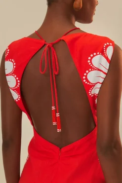FARM Rio Red Ainika Shell LENZING™ ECOVERO™ Euroflax™ Midi Dress Online