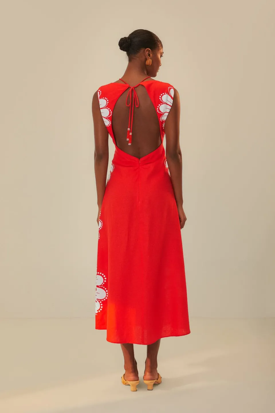 FARM Rio Red Ainika Shell LENZING™ ECOVERO™ Euroflax™ Midi Dress Online