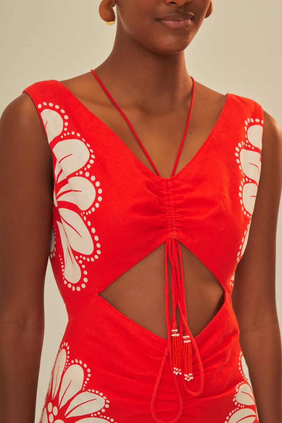 FARM Rio Red Ainika Shell LENZING™ ECOVERO™ Euroflax™ Midi Dress Online