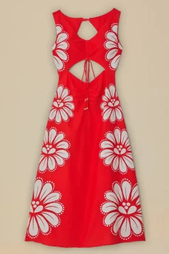 FARM Rio Red Ainika Shell LENZING™ ECOVERO™ Euroflax™ Midi Dress Online