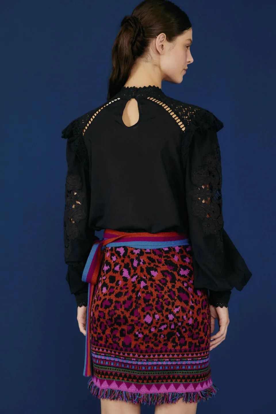 FARM Rio Red Ainika Tapestry Sweater Skirt Discount