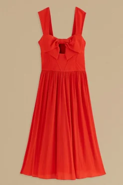 FARM Rio Red Bow Sleeveless Midi Dress Outlet