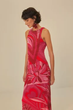 FARM Rio Red Endless Summer Tulle Midi Dress Online