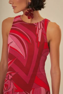 FARM Rio Red Endless Summer Tulle Midi Dress Online