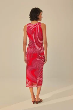 FARM Rio Red Endless Summer Tulle Midi Dress Online
