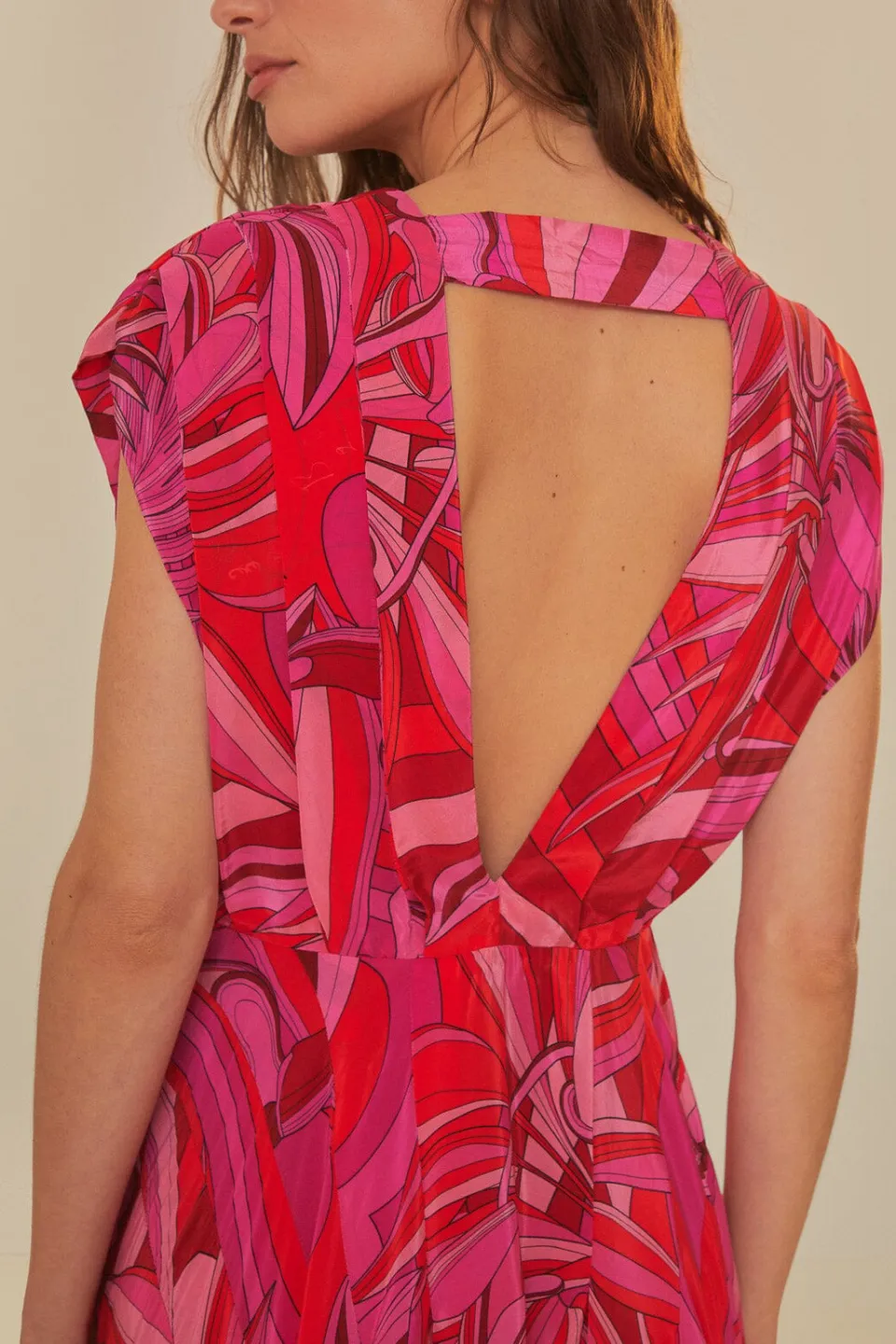 FARM Rio Red Endless Summer V Neck Midi Dress Best