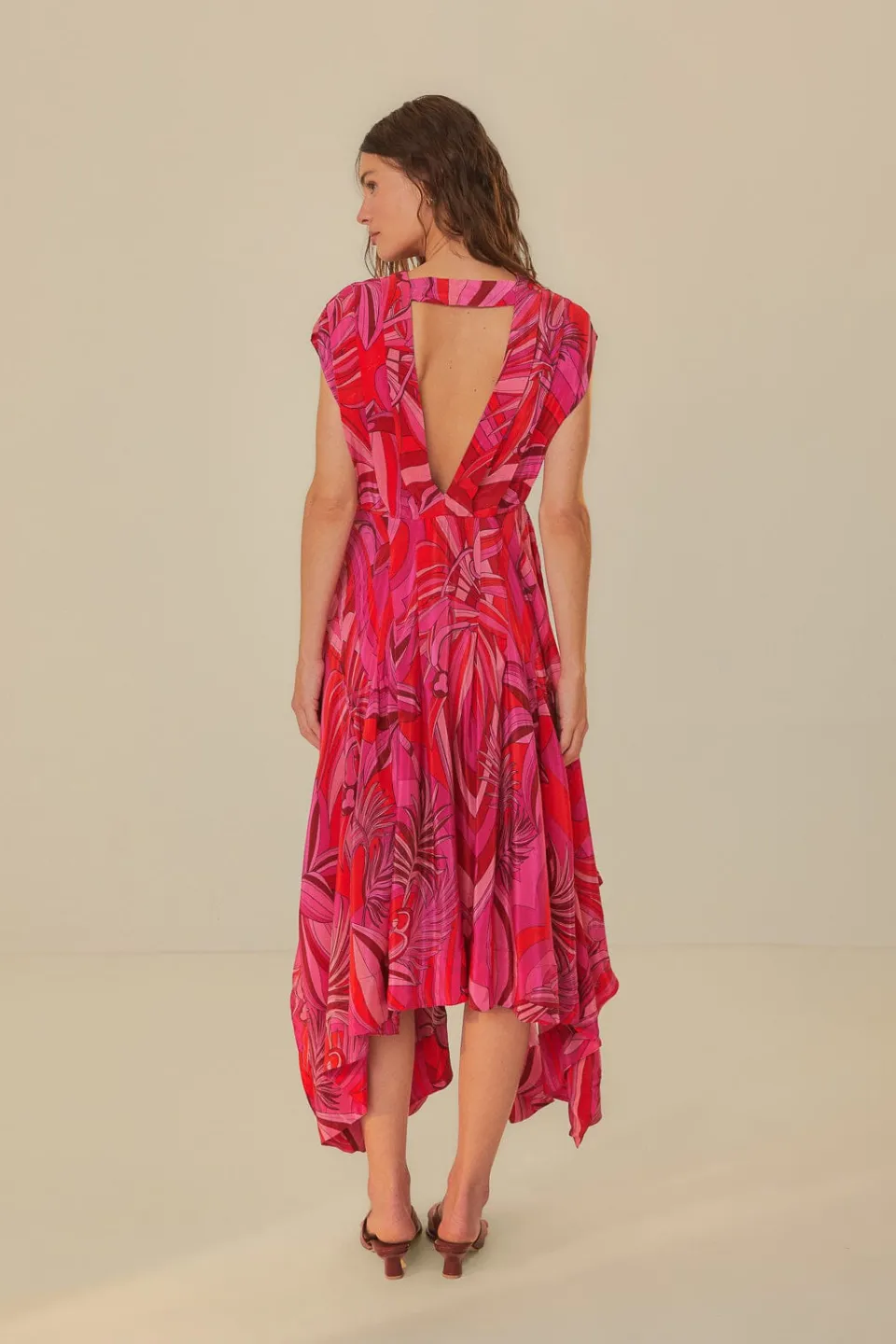 FARM Rio Red Endless Summer V Neck Midi Dress Best