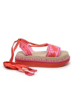 FARM Rio Red Jungle Scarf Espadrille Flatform Sandal Discount