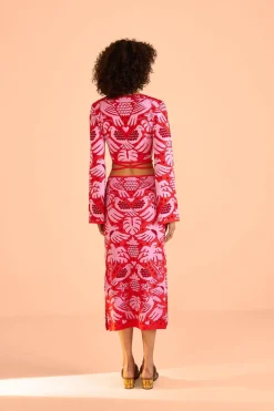 FARM Rio Red Jungle Scarf Knit Skirt Clearance