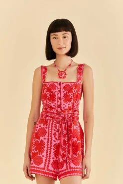 FARM Rio Red Jungle Scarf Romper Clearance