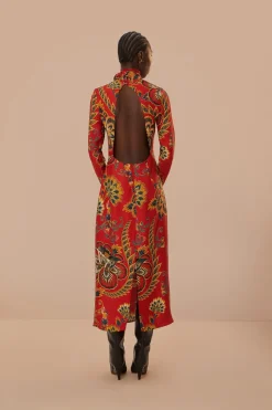 FARM Rio Red Maxi Floral Cutout LENZING™ ECOVERO™ Viscose Midi Dress Online