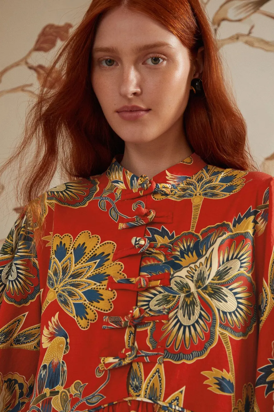 FARM Rio Red Maxi Floral Long Sleeve Mini Dress Best