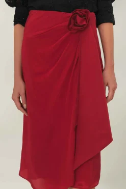 FARM Rio Red Midi Skirt New