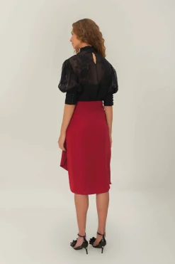 FARM Rio Red Midi Skirt New