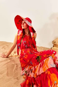 FARM Rio Red Mixed Fruits Ocean Maxi Dress New