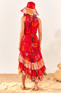 FARM Rio Red Mixed Fruits Ocean Maxi Dress New