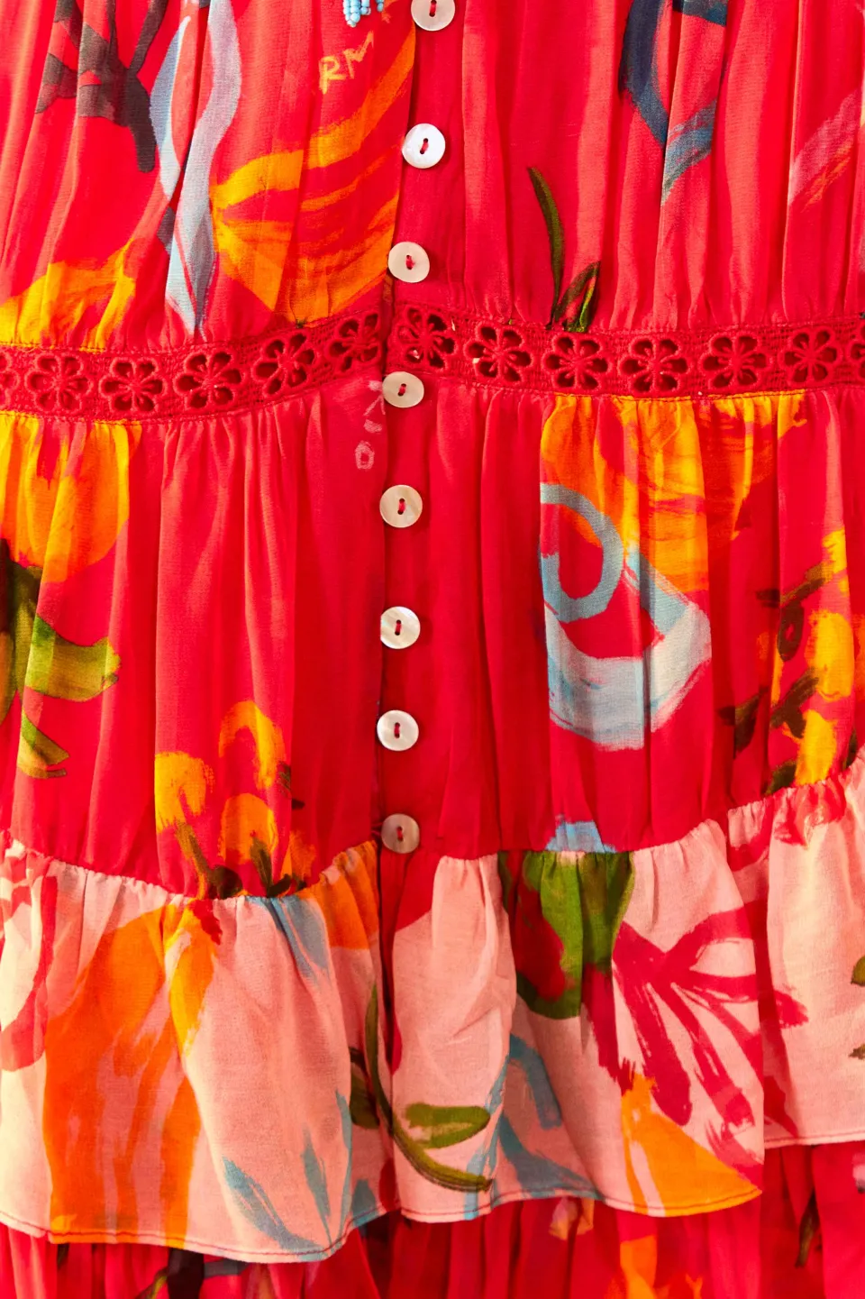 FARM Rio Red Mixed Fruits Ocean Maxi Dress New