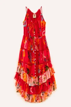 FARM Rio Red Mixed Fruits Ocean Maxi Dress New