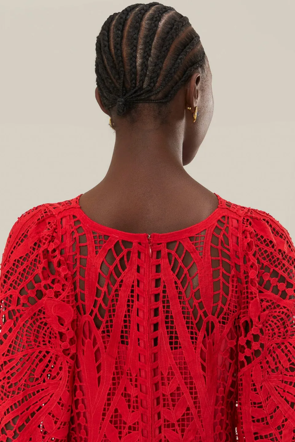 FARM Rio Red Nature Guipure Midi Dress Sale
