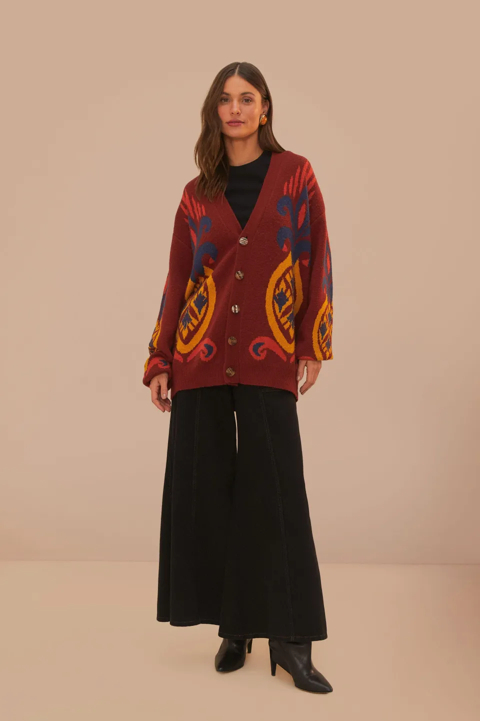 FARM Rio Red Pineapple Knit Cardigan New