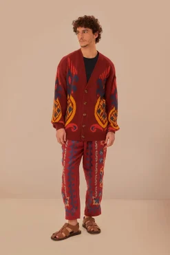 FARM Rio Red Pineapple Knit Cardigan New