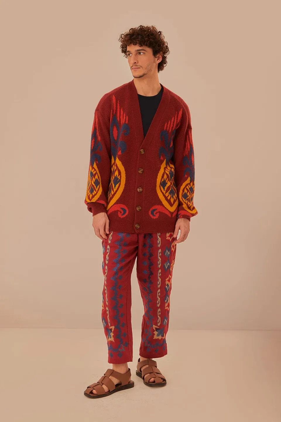 FARM Rio Red Pineapple Knit Cardigan New