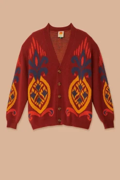 FARM Rio Red Pineapple Knit Cardigan New