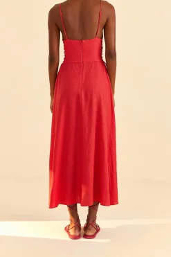 FARM Rio Red Sleeveless Midi Dress Clearance
