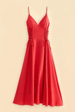 FARM Rio Red Sleeveless Midi Dress Clearance
