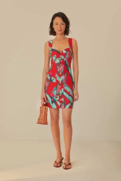 FARM Rio Red Summer Foliage Mini Dress Online