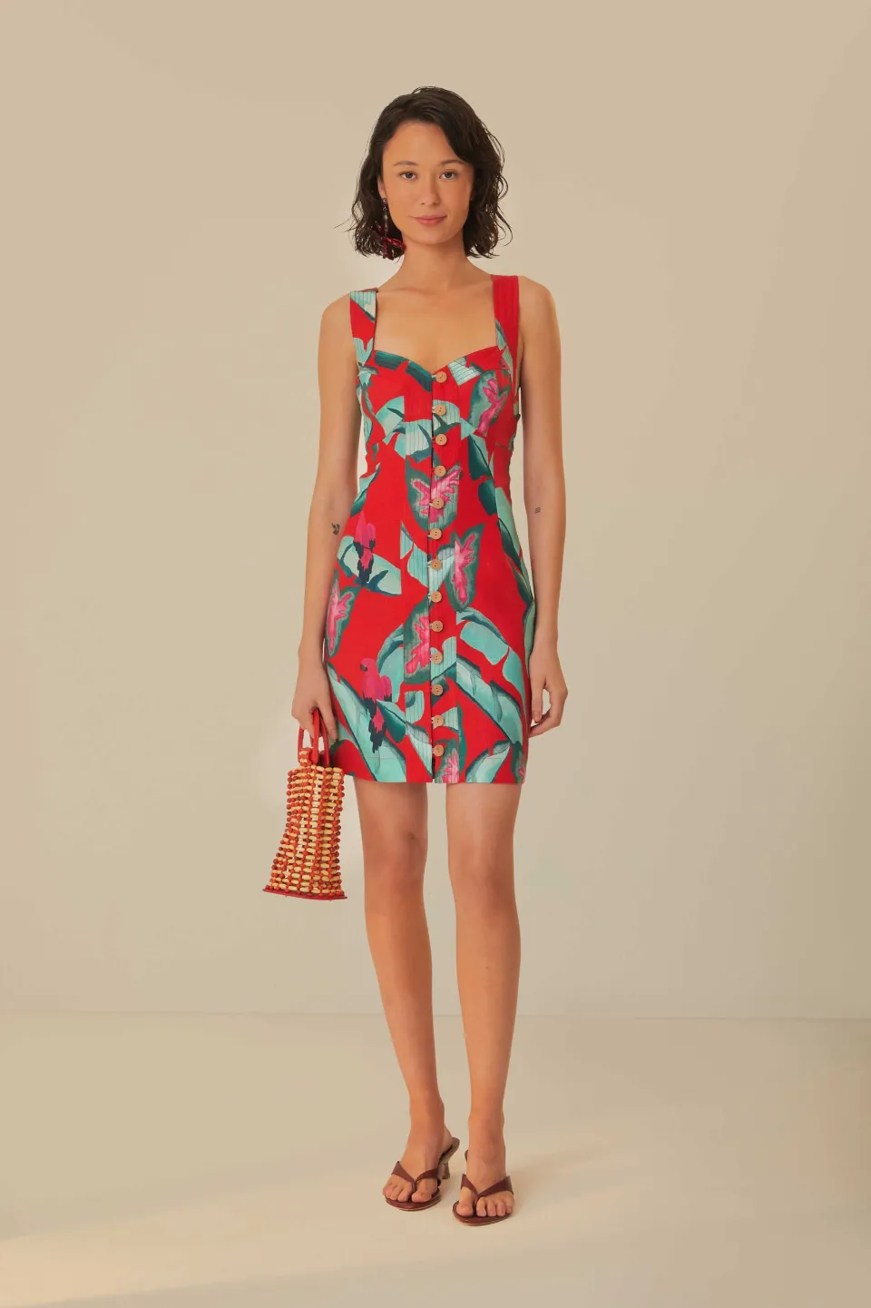 FARM Rio Red Summer Foliage Mini Dress Online