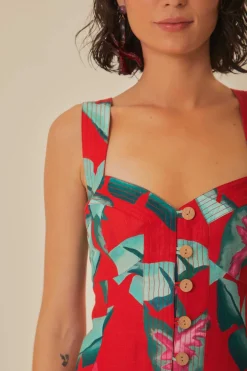 FARM Rio Red Summer Foliage Mini Dress Online