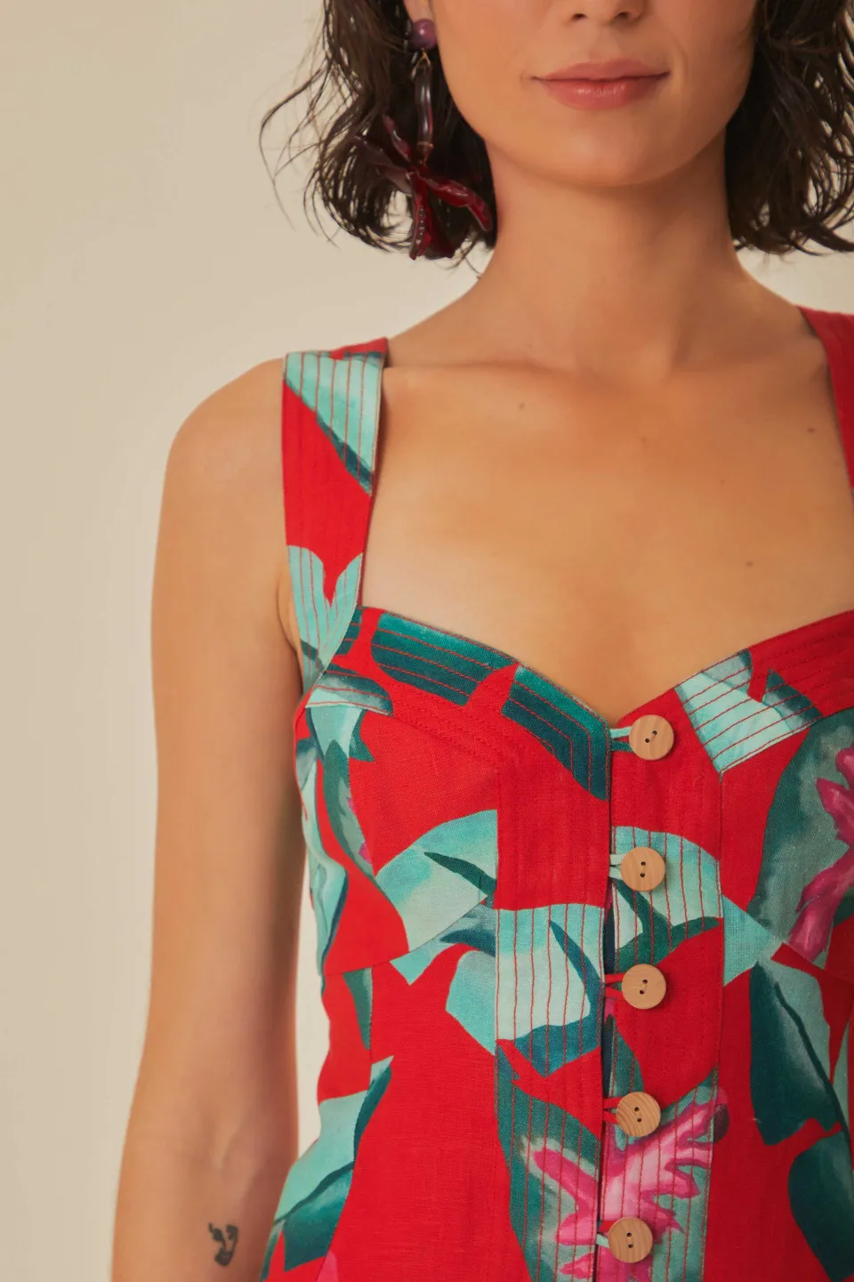 FARM Rio Red Summer Foliage Mini Dress Online