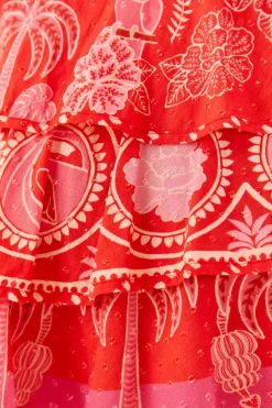 FARM Rio Red Summer Sunrise Mini Skirt Outlet
