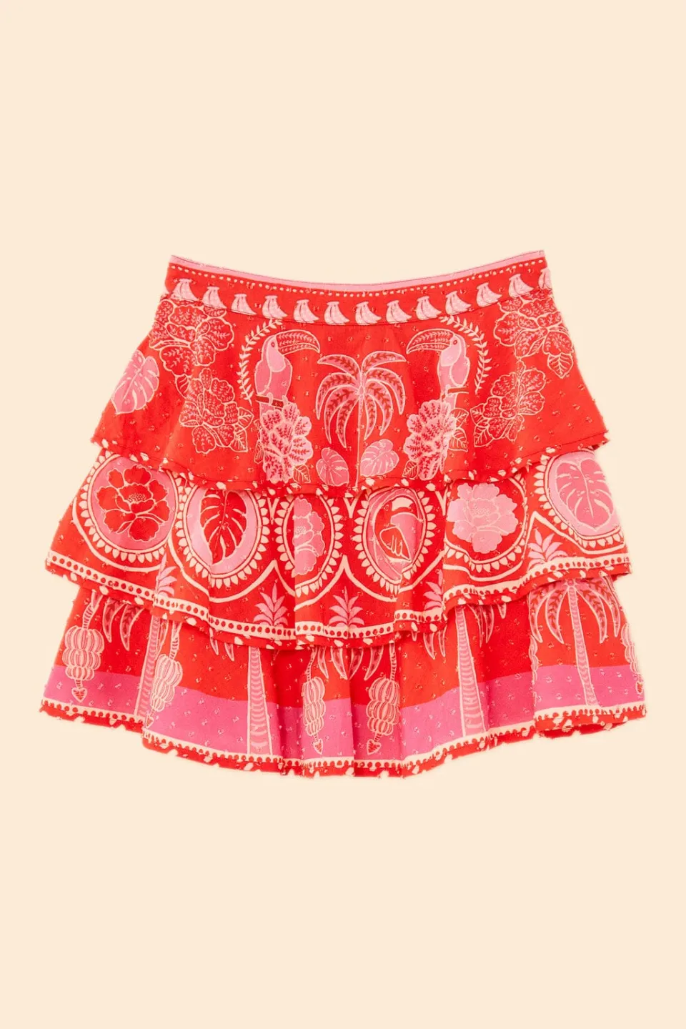 FARM Rio Red Summer Sunrise Mini Skirt Outlet