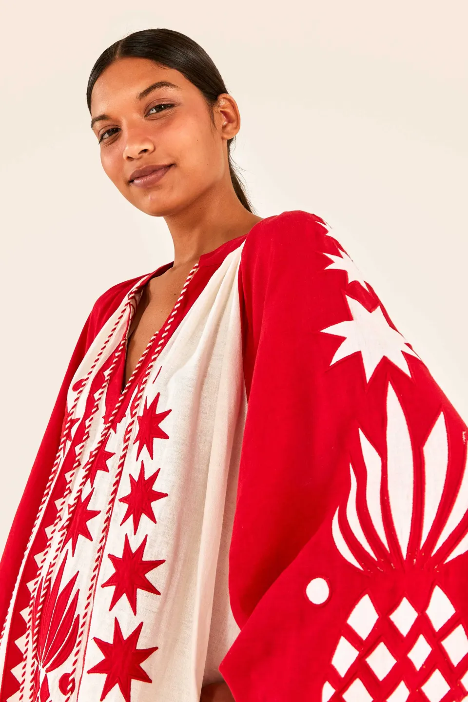 FARM Rio Red Tropical Cutwork Mini Dress Discount