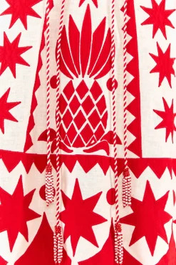 FARM Rio Red Tropical Cutwork Mini Dress Discount