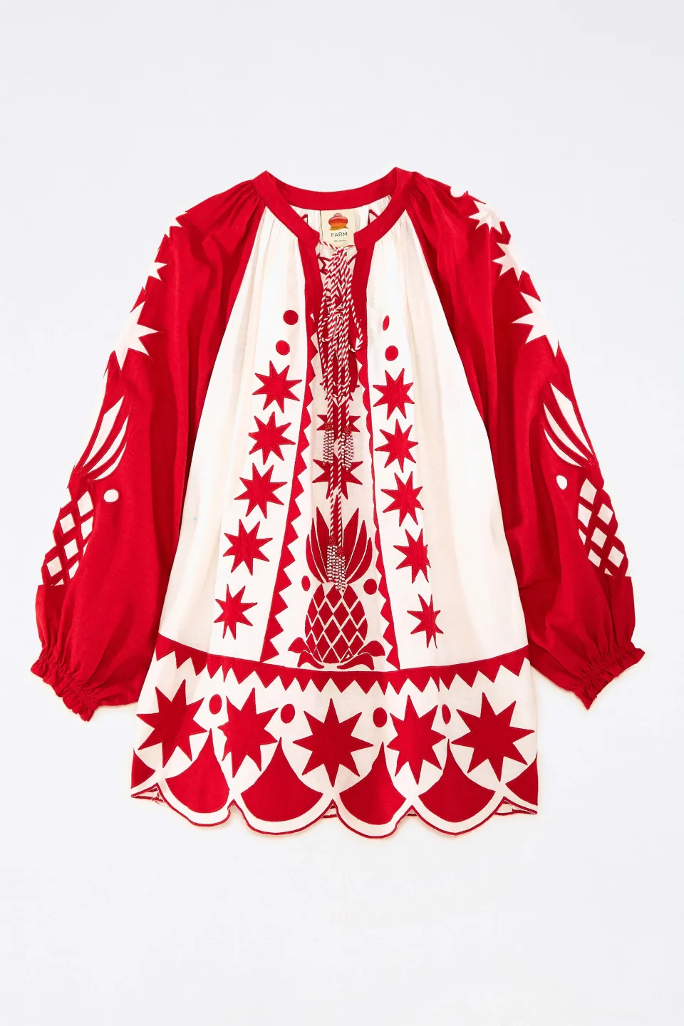 FARM Rio Red Tropical Cutwork Mini Dress Discount