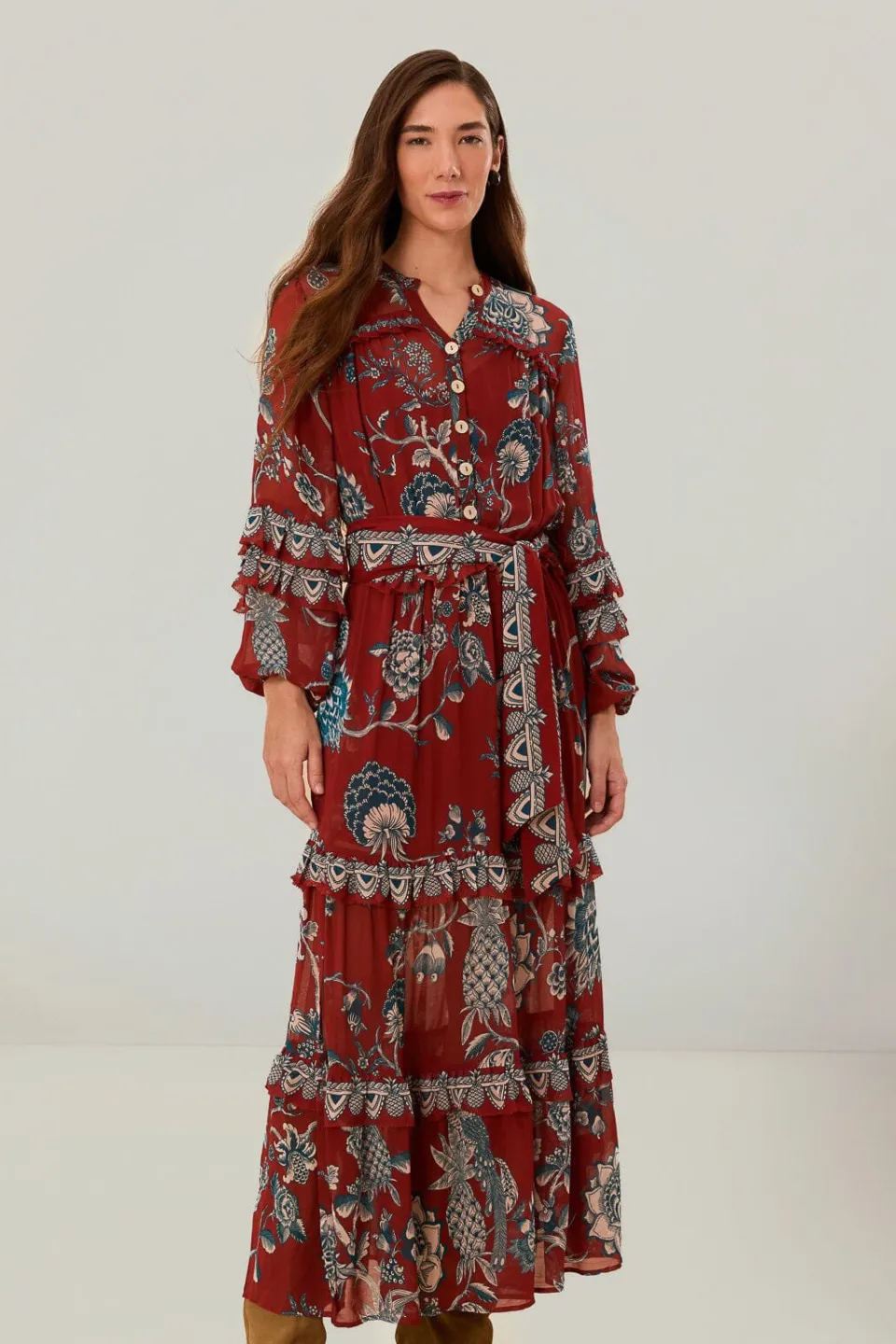 FARM Rio Red Tropical Landing Maxi Dress Clearance