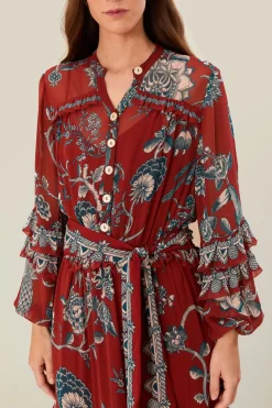 FARM Rio Red Tropical Landing Maxi Dress Clearance