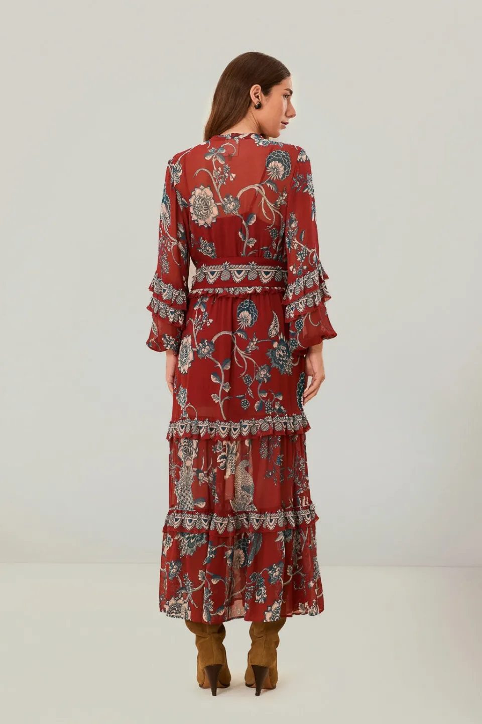 FARM Rio Red Tropical Landing Maxi Dress Clearance