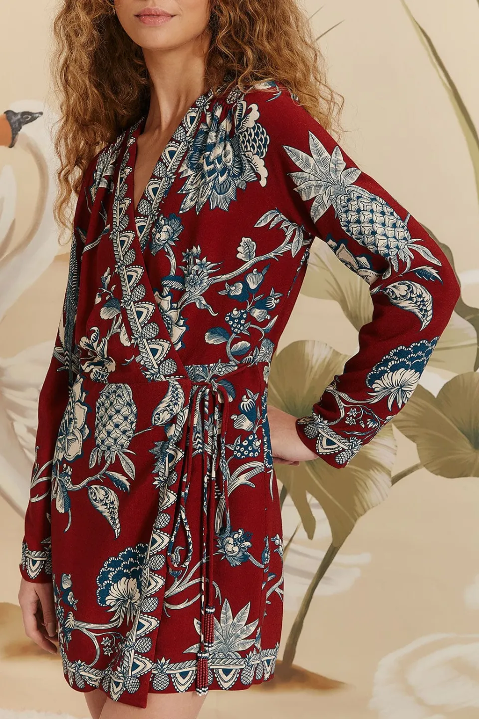 FARM Rio Red Tropical Landing Wrap Mini Dress Online