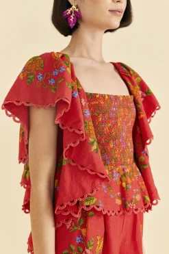 FARM Rio Red Tropical Romance Romper Outlet