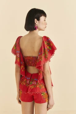 FARM Rio Red Tropical Romance Romper Outlet
