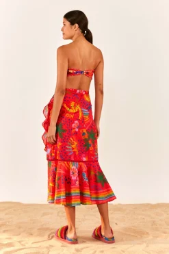 FARM Rio Red Wrap Skirt | Good Vibes Print Best